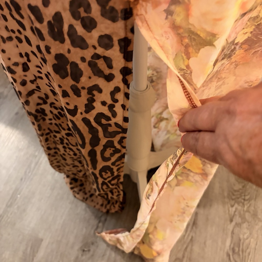 Mixed Print Chiffon Maxi Dress Size S Leopard Floral Patchwork Lace Slip Long - Picture 4 of 10